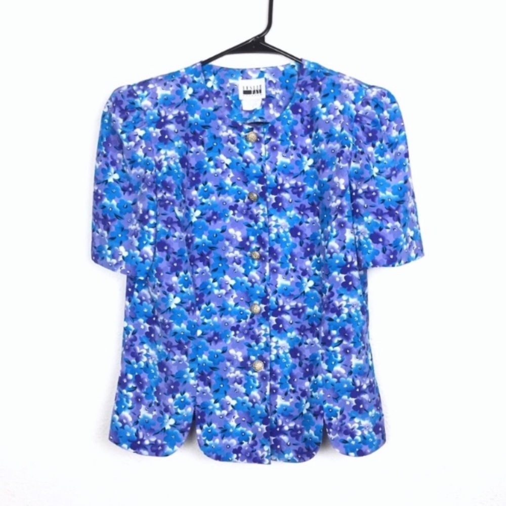 Vintage floral print grandmacore blouse size 10 feminine mature